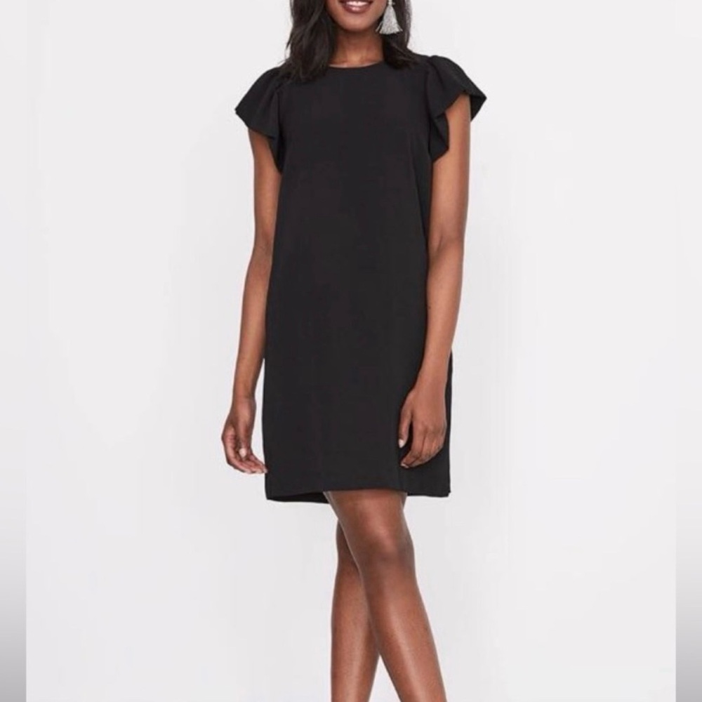 RW&CO Black Shift Dress With Ruffle sleeves